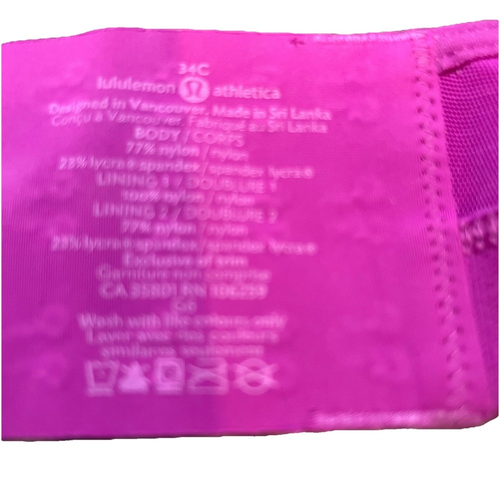 Lululemon Athletica Ta Ta Tamer II Sports Bra 34C Hot Pink Athleisure Yoga - Picture 4 of 4